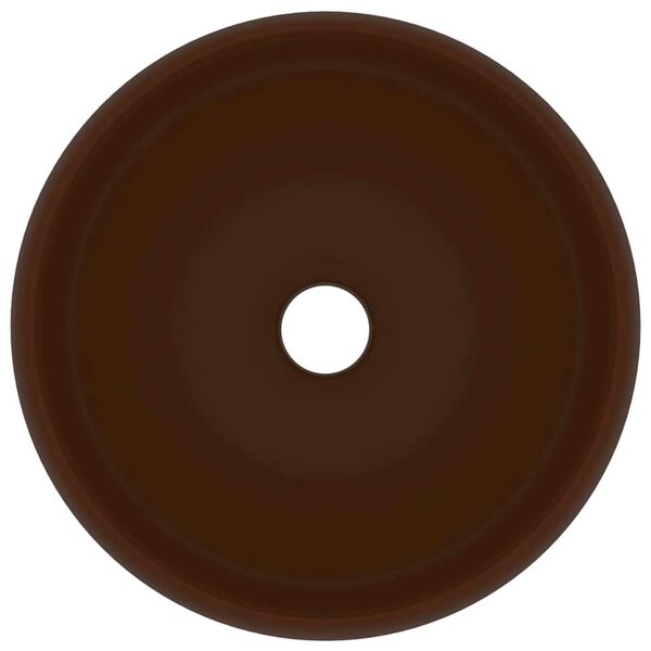 vidaXL Lavandino Lusso Rotondo Marrone Scuro Opaco 40x15cm in Ceramica
