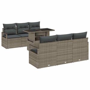 vidaXL Set Divano da Giardino con cuscino 7 pcs Grigio polyrattan