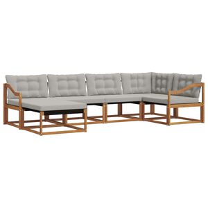 vidaXL Set di divani da esterno 6 pcs Grigio Naturale e Chiaro