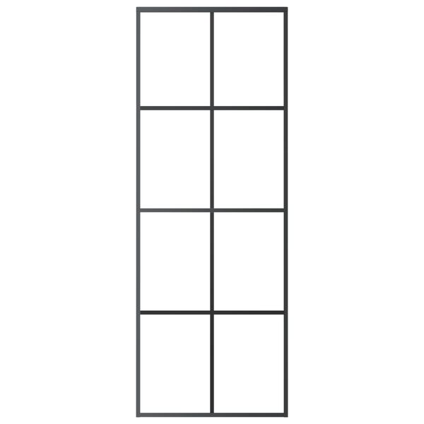 vidaXL Porta Scorrevole in Alluminio e Vetro ESG 76x205 cm Nera