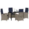 vidaXL Set da Pranzo per Giardino con cuscino 5 pcs Grigio polyrattan