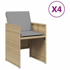 vidaXL Sedie da Giardino con Cuscini 4 pz Beige Misto in Polyrattan