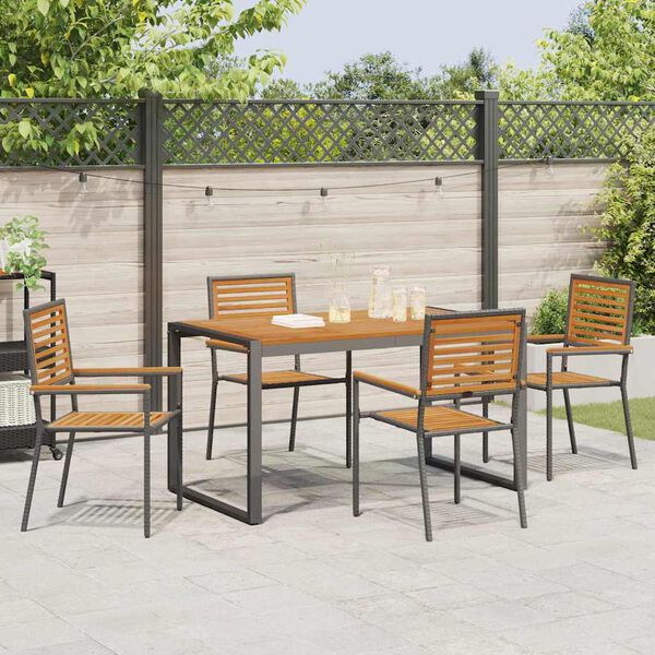 vidaXL Set da Pranzo per Giardino 5 pcs Nero e Marrone polyrattan