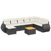 vidaXL Set Divani da Giardino 9 pz con Cuscini Nero in Polyrattan