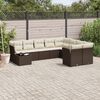 vidaXL Set Divani da Giardino 10pz con Cuscini in Polyrattan Marrone