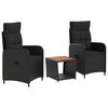 vidaXL Set Lounge da Giardino 3 pz Nero