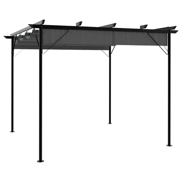 vidaXL Pergola con Tetto Retrattile Antracite 3x3m in Acciaio 180 g/m&sup2;