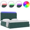 vidaXL Letto con luci a strisce a LED Verde Scuro 180 x 200 cm Velluto