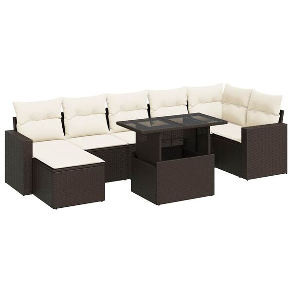 vidaXL Set Divani da Giardino 8 pz con Cuscini Marrone in Polyrattan