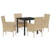 vidaXL Set da Pranzo per Giardino 5 pz Beige polyrattan