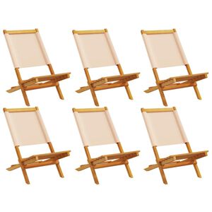 vidaXL Sedie da Giardino Pieghevoli 6pz Beige Tessuto e Legno Massello