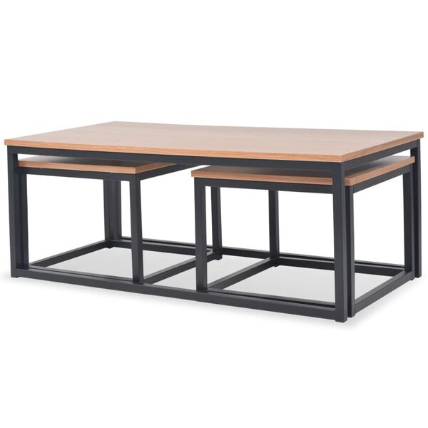 vidaXL Set Tavolini da Salotto 3 pz in Legno di Frassino