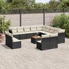 vidaXL Set Divani da Giardino 14pz con Cuscini in Polyrattan Nero