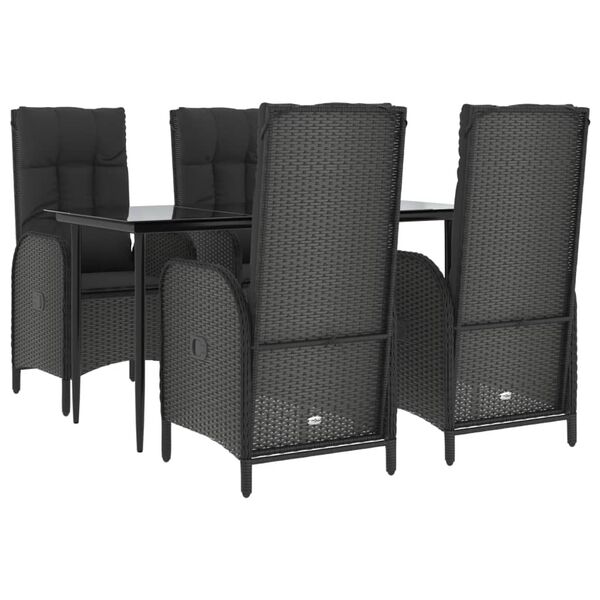 vidaXL Set da Pranzo da Giardino 5 pz Nero con Cuscini in Polyrattan