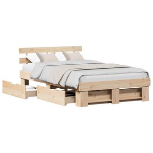 vidaXL Struttura del letto Marrone 140 x 190 cm Pino massello