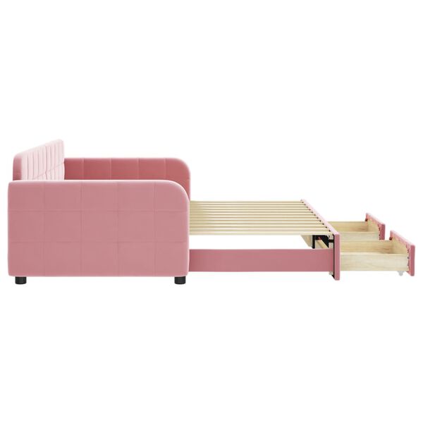 vidaXL Divano Letto Estraibile con Cassetti Rosa 90x200 cm Velluto