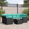 vidaXL Set Divani da Giardino 7 pz con Cuscini Nero in Polyrattan