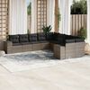 vidaXL Set Divano da Giardino 10 pz con Cuscini Grigio in Polyrattan