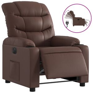 vidaXL Poltrona Reclinabile Elettrica Marrone in Similpelle