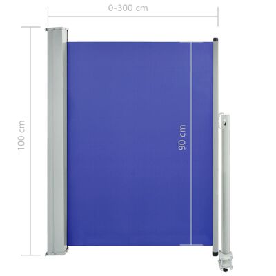 vidaXL Tenda Laterale Retrattile per Patio 100x300 cm Blu