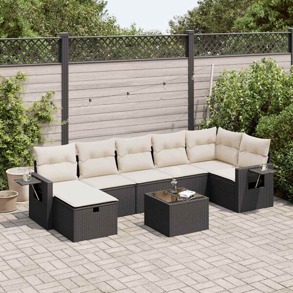 vidaXL Set Divani da Giardino con Cuscini 8 pz Nero in Polyrattan