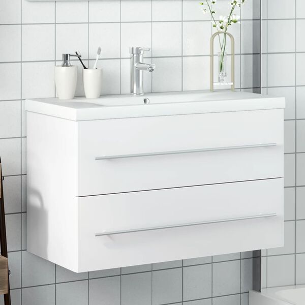 vidaXL Mobile da Bagno con Lavabo Bianco