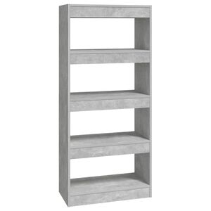 vidaXL Libreria/Divisorio Grigio Cemento 60x30x135cm Legno Multistrato