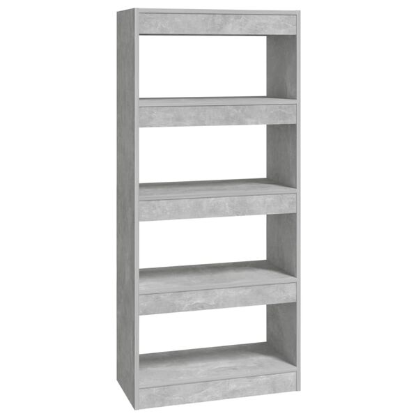 vidaXL Libreria/Divisorio Grigio Cemento 60x30x135cm Legno Multistrato