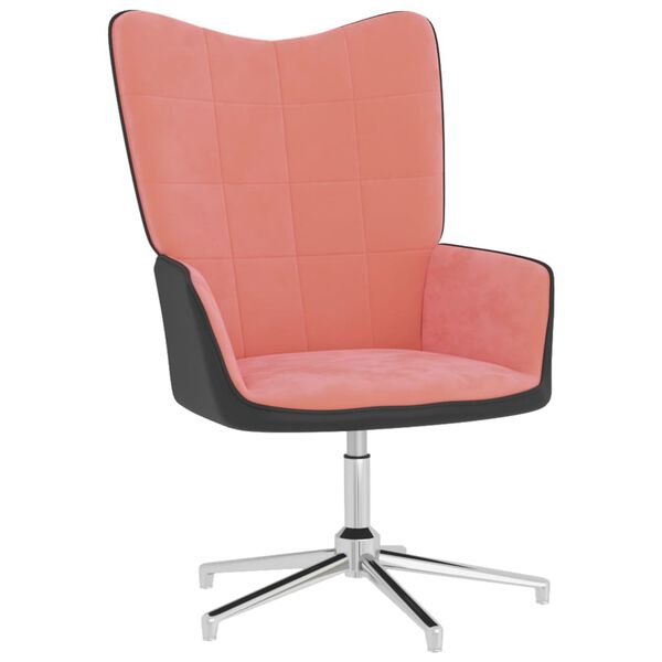 vidaXL Sedia Relax Rosa in Velluto e PVC