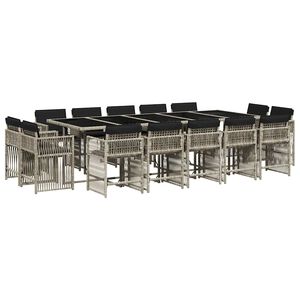 vidaXL Set da Pranzo da Giardino 17pz con Cuscini Grigio in Polyrattan