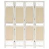 vidaXL Divisorio a 4 Pannelli Crema 140x165 cm in Tessuto