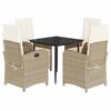 vidaXL Set da Pranzo da Giardino 5 pz con Cuscini Beige in Polyrattan