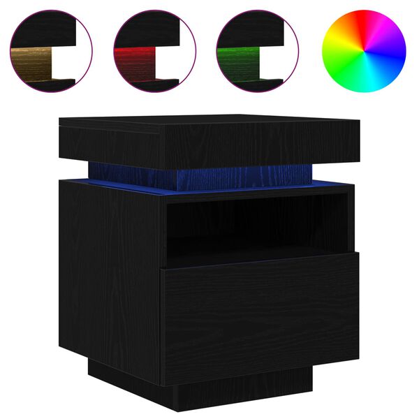 vidaXL Armadio da Notte con cassetto Rovere Nero 40 x 39 x 48,5 cm