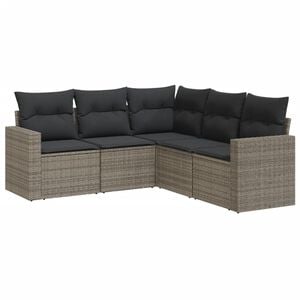 vidaXL Set Divano da Giardino 5 pz con Cuscini Grigio in Polyrattan