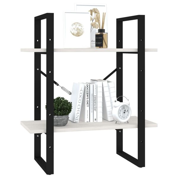 vidaXL Libreria a 2 Ripiani Bianca 60x30x70 cm in Massello di Pino