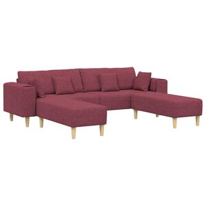 vidaXL Divano 3 pz Rosso Vino Tessuto