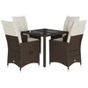 vidaXL Set da Pranzo da Giardino 5pz con Cuscini in Polyrattan Marrone