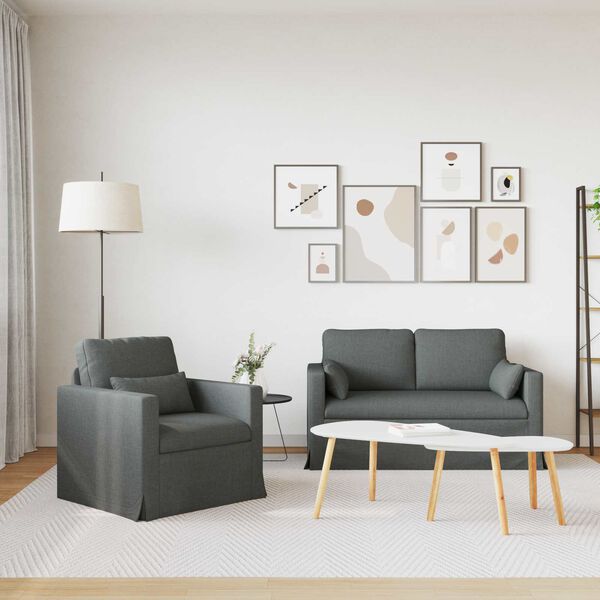 vidaXL Set di divani 2 pcs Grigio scuro 139 x 78 x 80 cm Tessuto