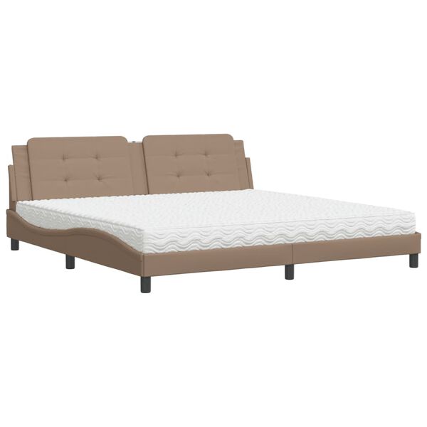 vidaXL Letto con Materasso Zadar Cappuccino 200x200cm Similpelle