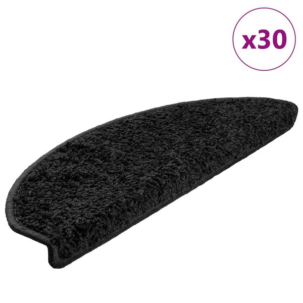 vidaXL Tappetini per scale 30 pz 65x21x4 cm Nero Semicircolari Grandi