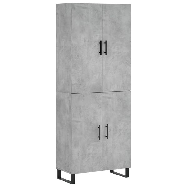 vidaXL Credenza Grigio Cemento 69,5x34x180 cm in Legno Multistrato