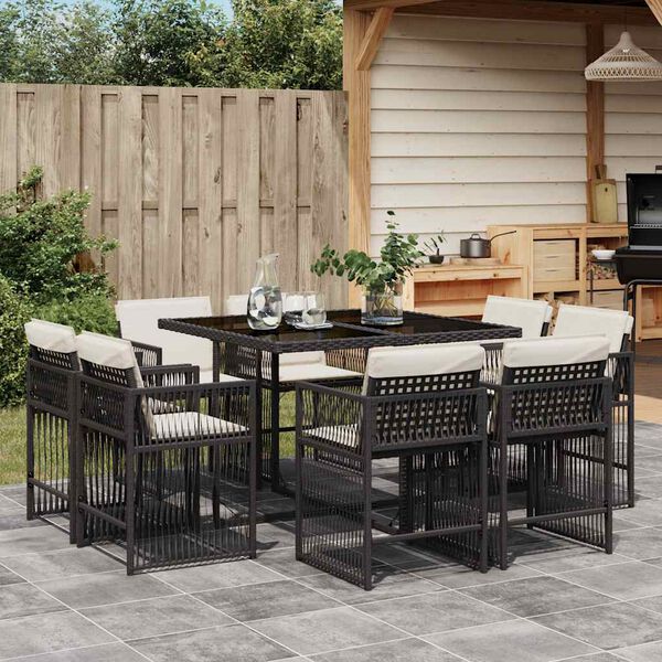vidaXL Set Pranzo da Giardino 9pz con Cuscini Grigio Chiaro Polyrattan