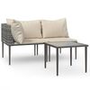 vidaXL Set Divani da Giardino 3 pz con Cuscini in Polyrattan Grigio