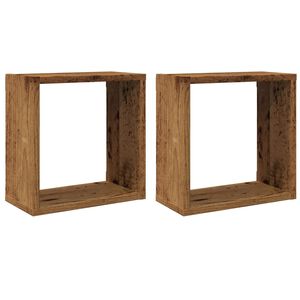 vidaXL Mensole Parete a Cubo 2 pz Legno Vecchio 30x15x30 cm Truciolato