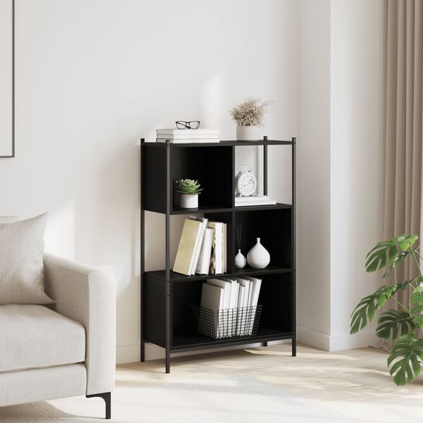 vidaXL Libreria Nera 72x28x109 cm in Legno Multistrato