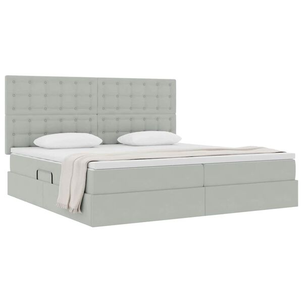 vidaXL Letto con contenitore e materasso Grigio chiaro 200 x 200 cm