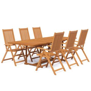 vidaXL Set Mobili da Pranzo per Giardino 7 pz Legno Massello di Acacia 160-240 cm