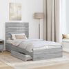 vidaXL Letto con Contenitore con testiera Grigio Sonoma 75 x 190 cm