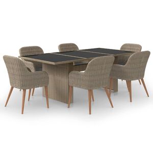 vidaXL Set da Pranzo da Giardino 7 pz in Polyrattan Marrone