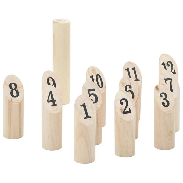 vidaXL Set Gioco Kubb Numerici 13pz con Custodia Legno Massello Pino